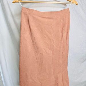Vintage Pleated Retro‎ Pencil Skirt Midi Salmon Pink